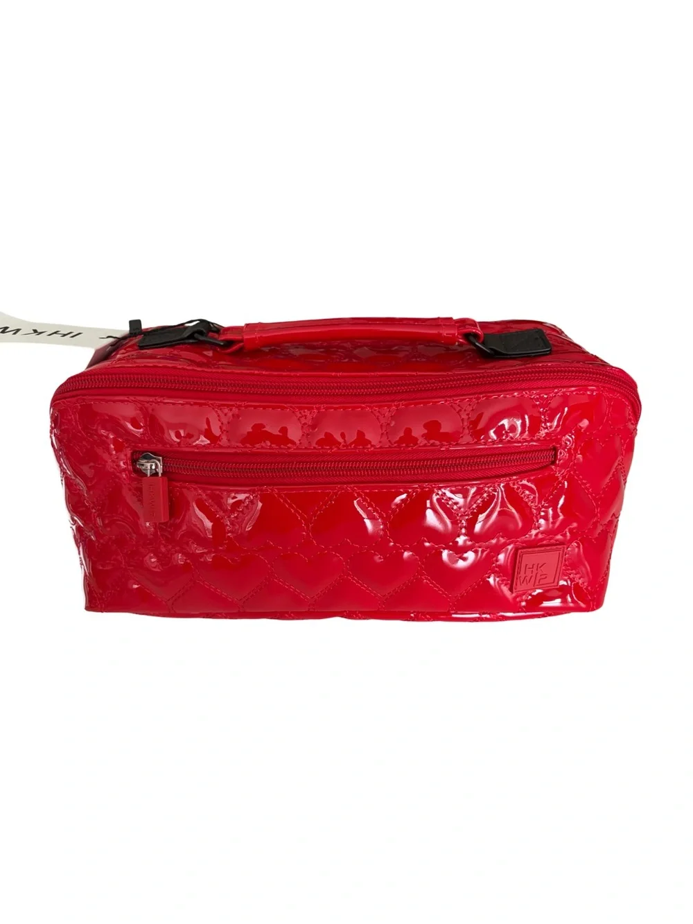 IHKWIP Carry All Heart Quilted Travel Cosmetic Case Cardinal Red NWT